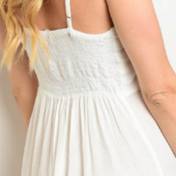 Spaghetti Strap Romper w/Corset Ties; S/M/L; White - Picture 4 of 5